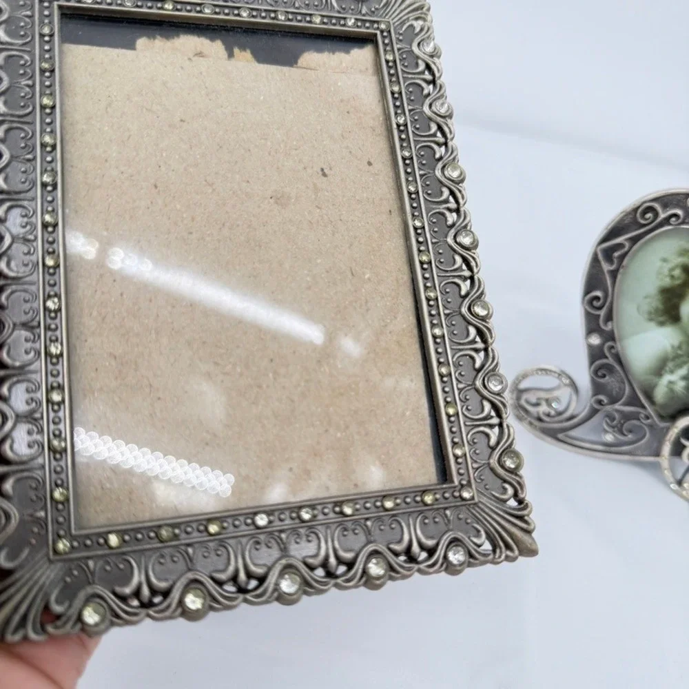 Picture Frame Set of 2 Rhinestone Ornate Victorian Romantic Filigree Decor